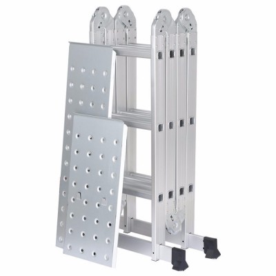 Finether 12.1ft Heavy Duty Aluminum Multi Position Folding Extension Ladder with 2 Panels 330lb Capacity