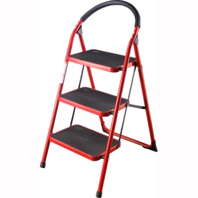 3 step ladder with handle, metal ladder, stainless steel colored step ladder