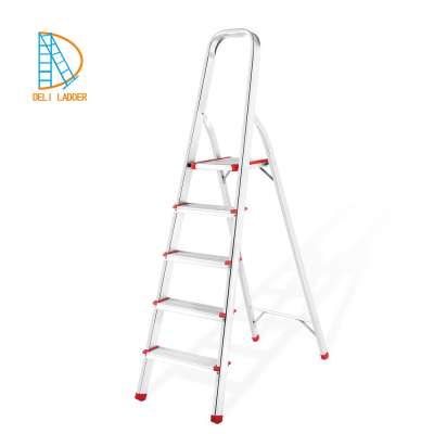 5 steps aluminum house hold folding step ladders with handrail Waimaotong china supplier