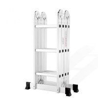 Aluminum Ladder Bookcase with 4*4 steps, ladder multipurpose, aluminum foldaway ladder